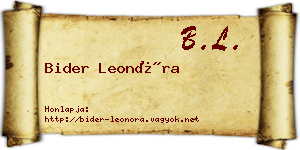 Bider Leonóra névjegykártya